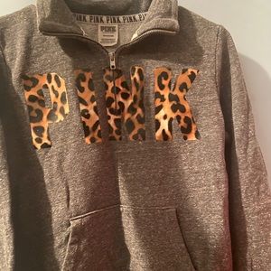 Gray PINK quarter zip
